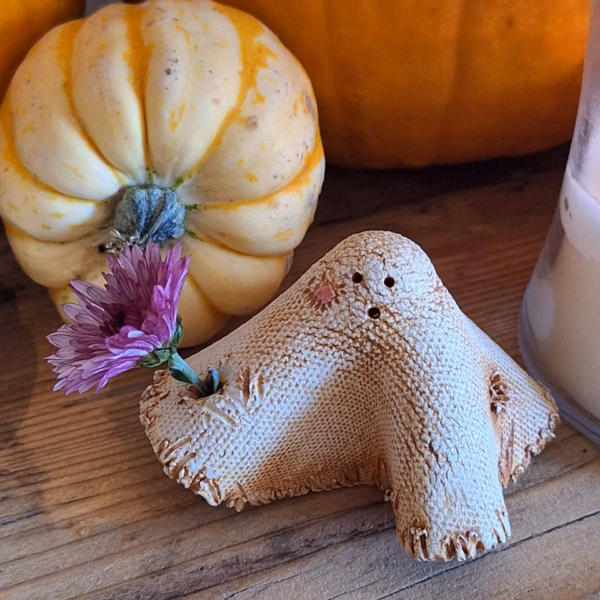 Handmade ceramic ghost figurine — Patch by Henroo Pottery