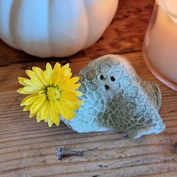 Handmade ceramic ghost figurine — Ogbert by Henroo Pottery