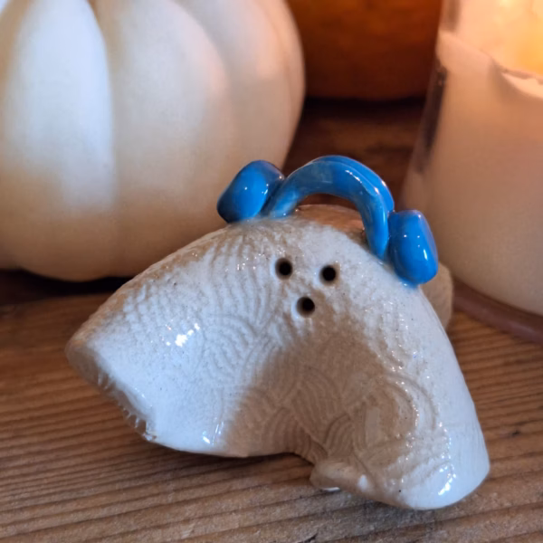 Handmade ceramic ghost figurine — Beeps by Henroo Pottery