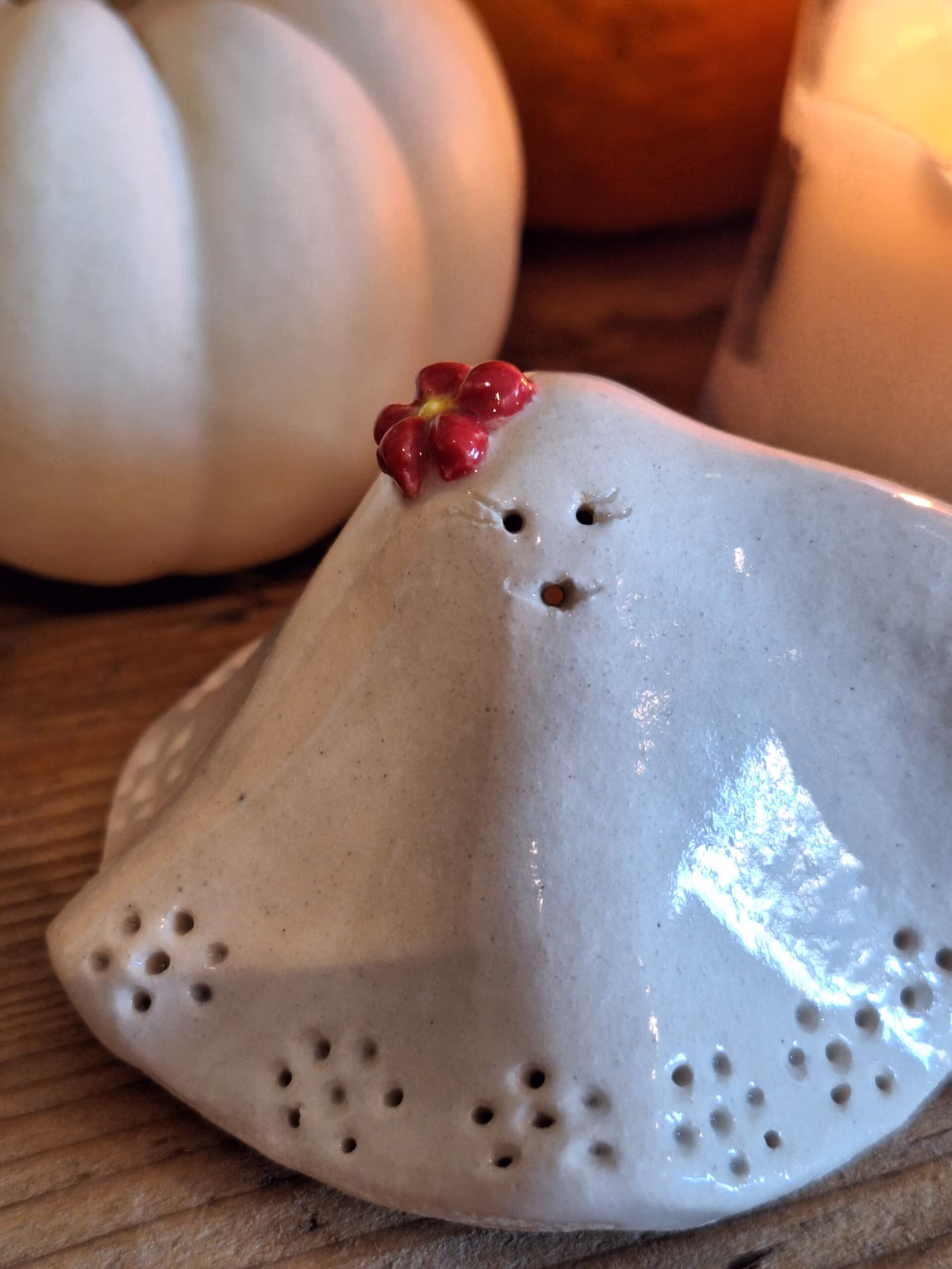 Handmade ceramic ghost figurine — Dolly by Henroo Pottery