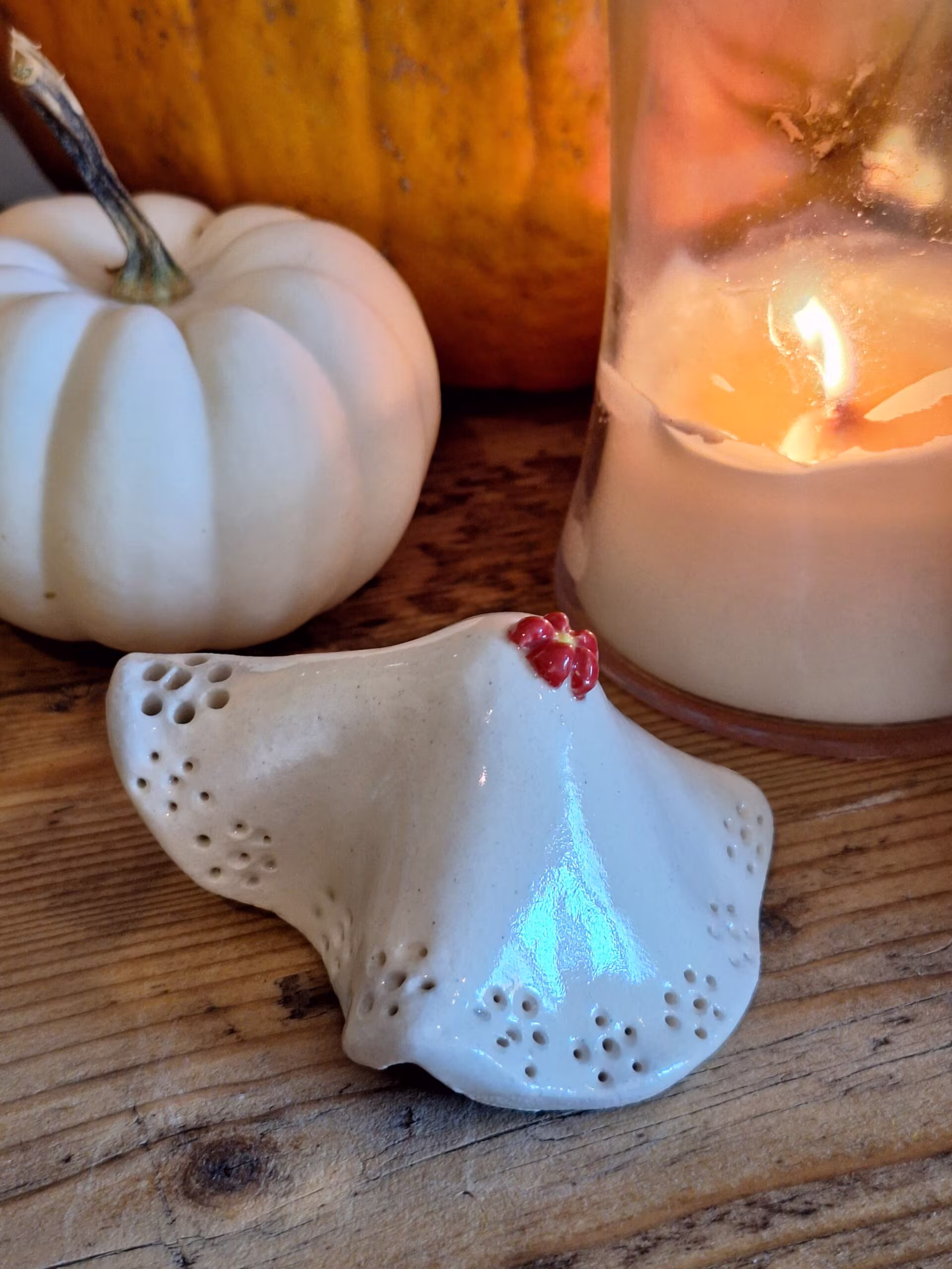 Handmade ceramic ghost figurine — Dolly by Henroo Pottery
