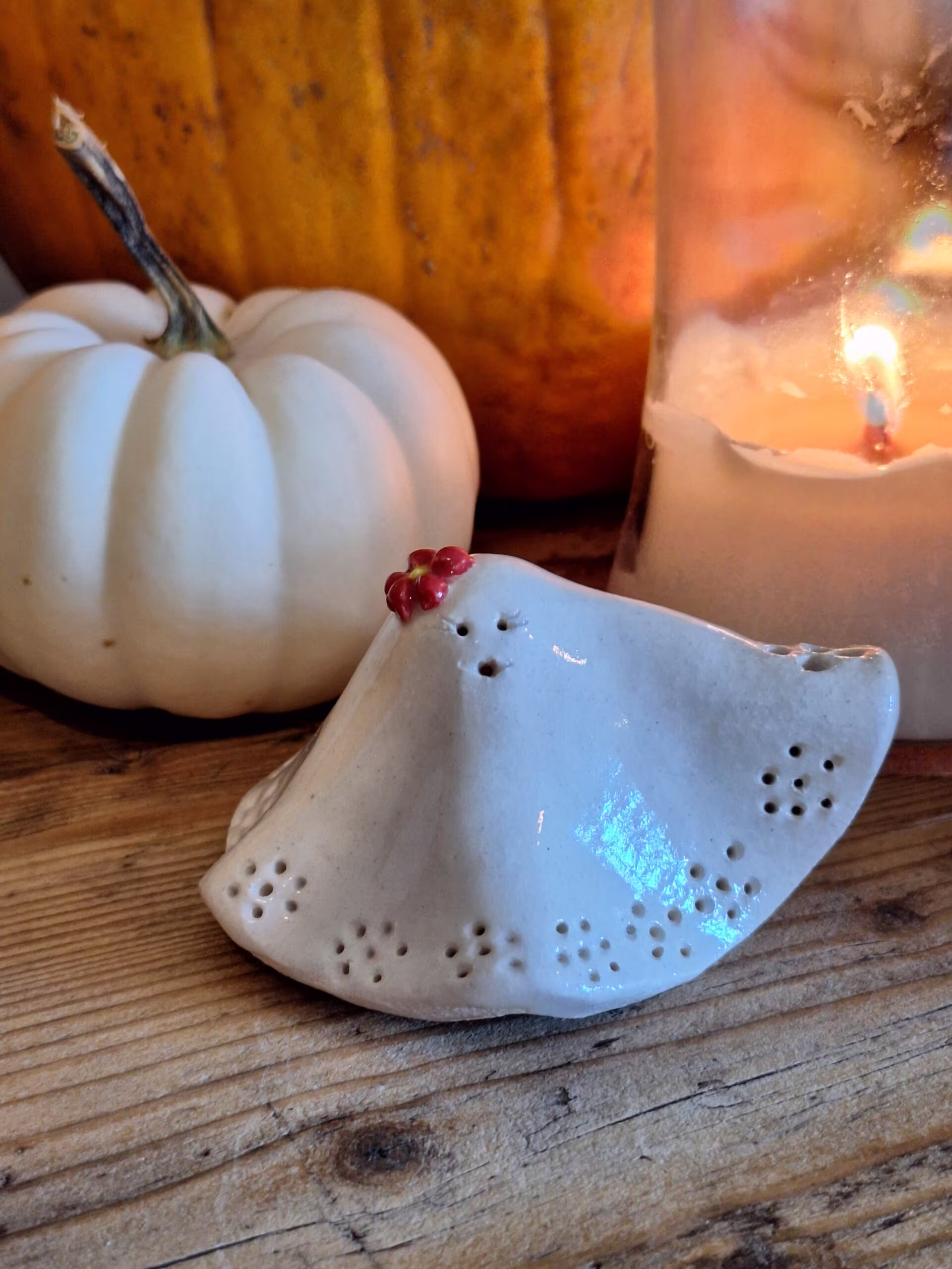 Handmade ceramic ghost figurine — Dolly by Henroo Pottery