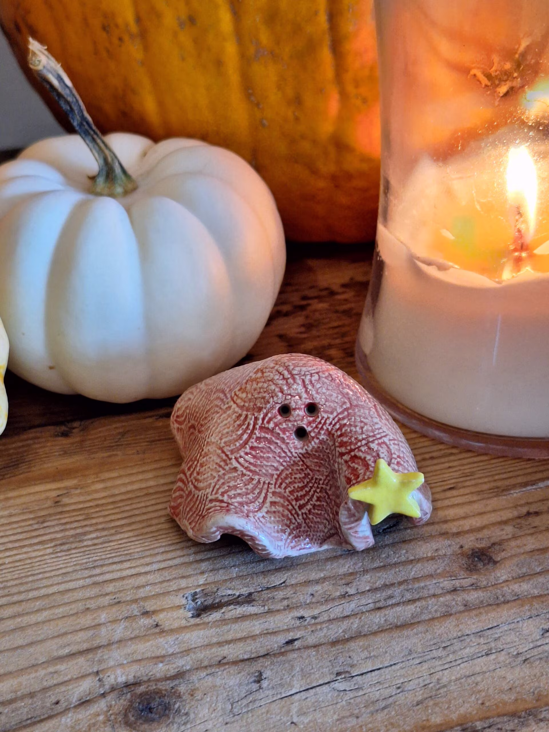 Handmade ceramic ghost figurine — Blanket by Henroo Pottery