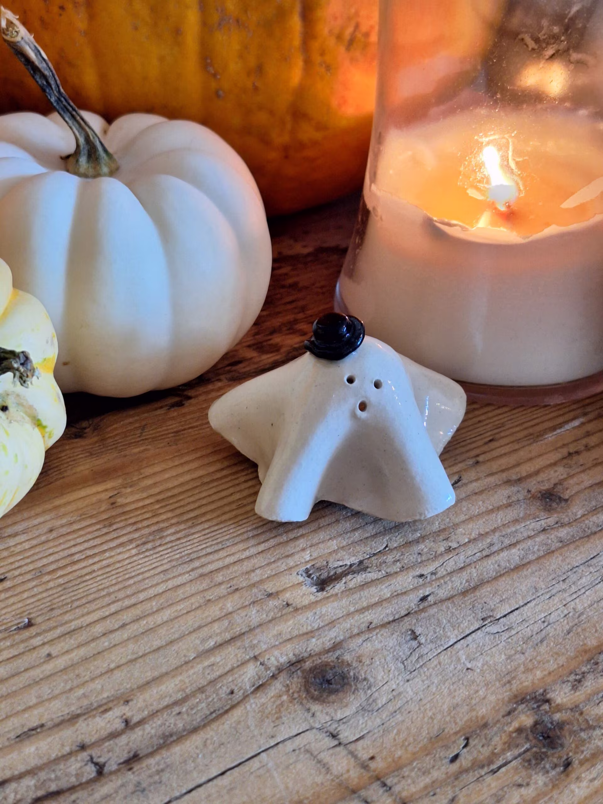Handmade ceramic ghost figurine — Stanley by Henroo Pottery