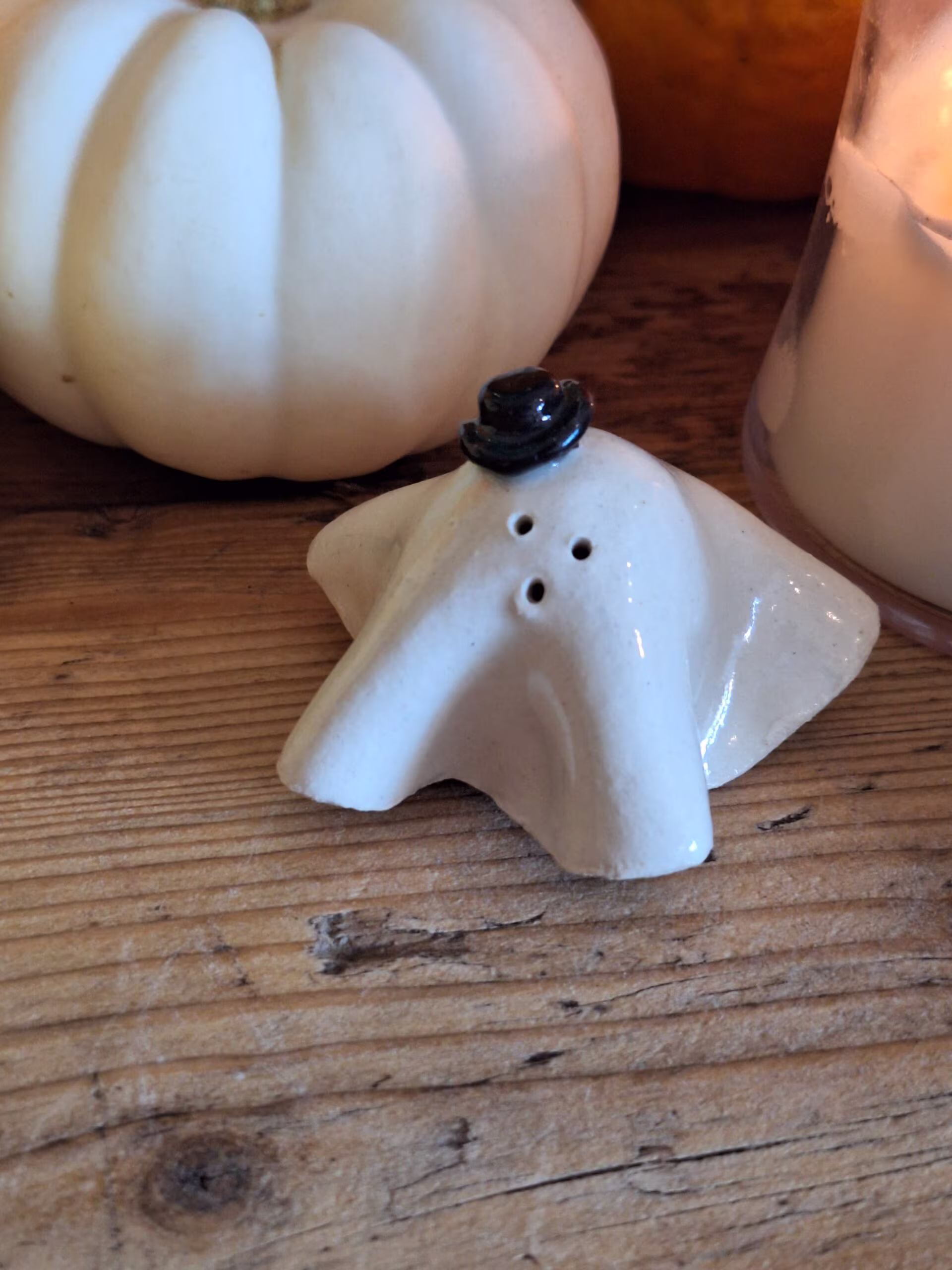 Handmade ceramic ghost figurine — Stanley by Henroo Pottery