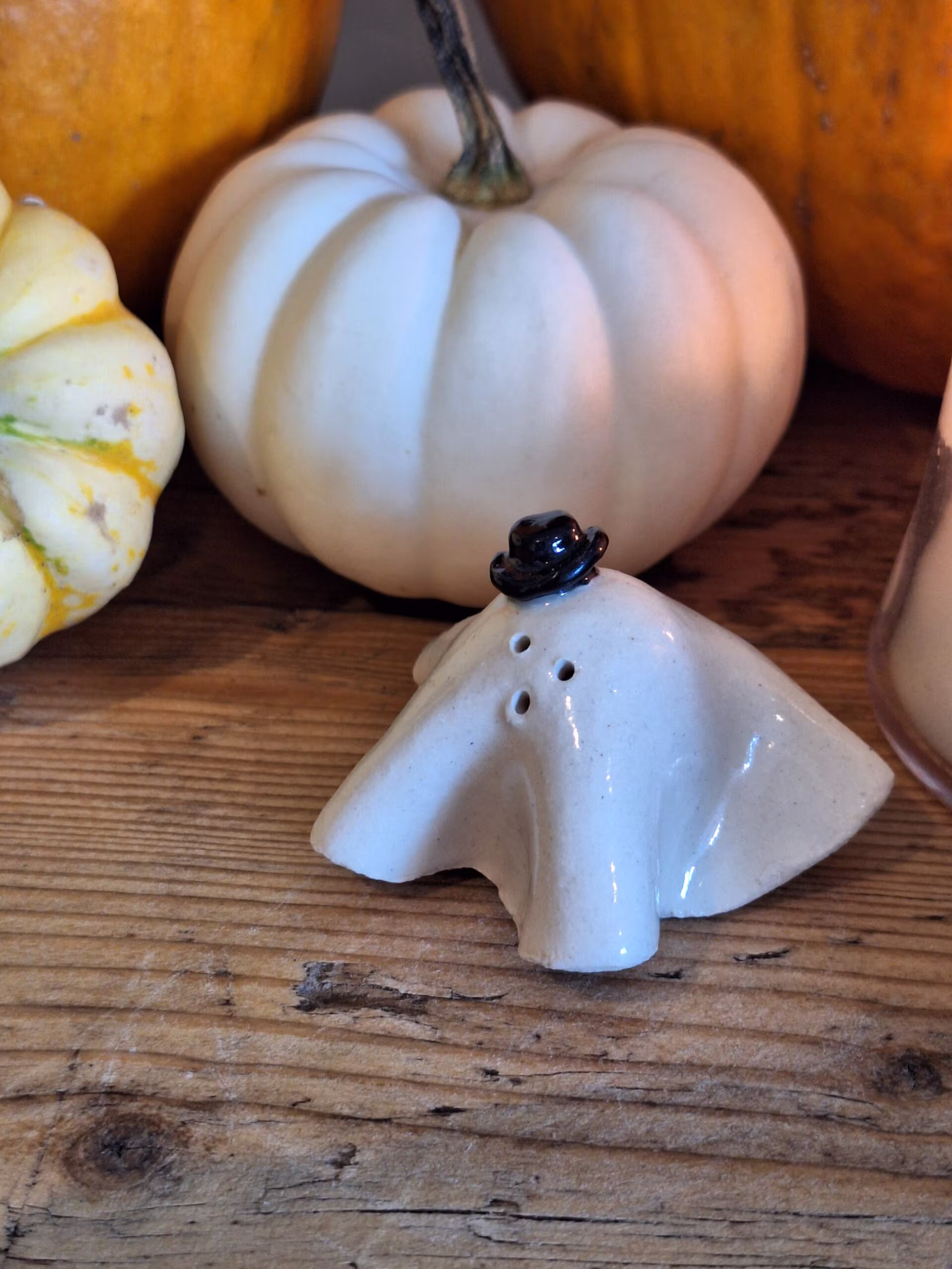 Handmade ceramic ghost figurine — Stanley by Henroo Pottery