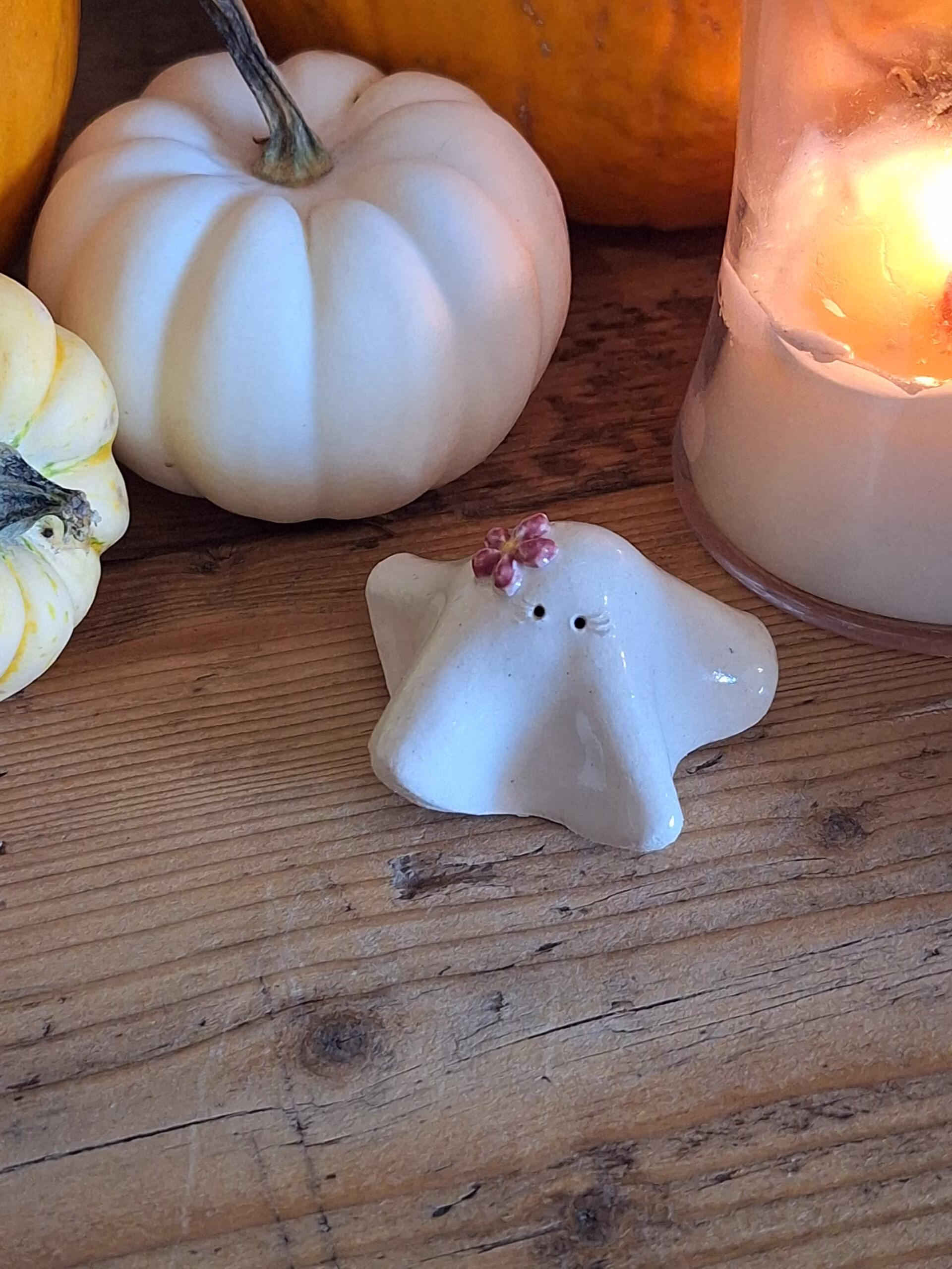 Handmade ceramic ghost figurine — Blossom by Henroo Pottery