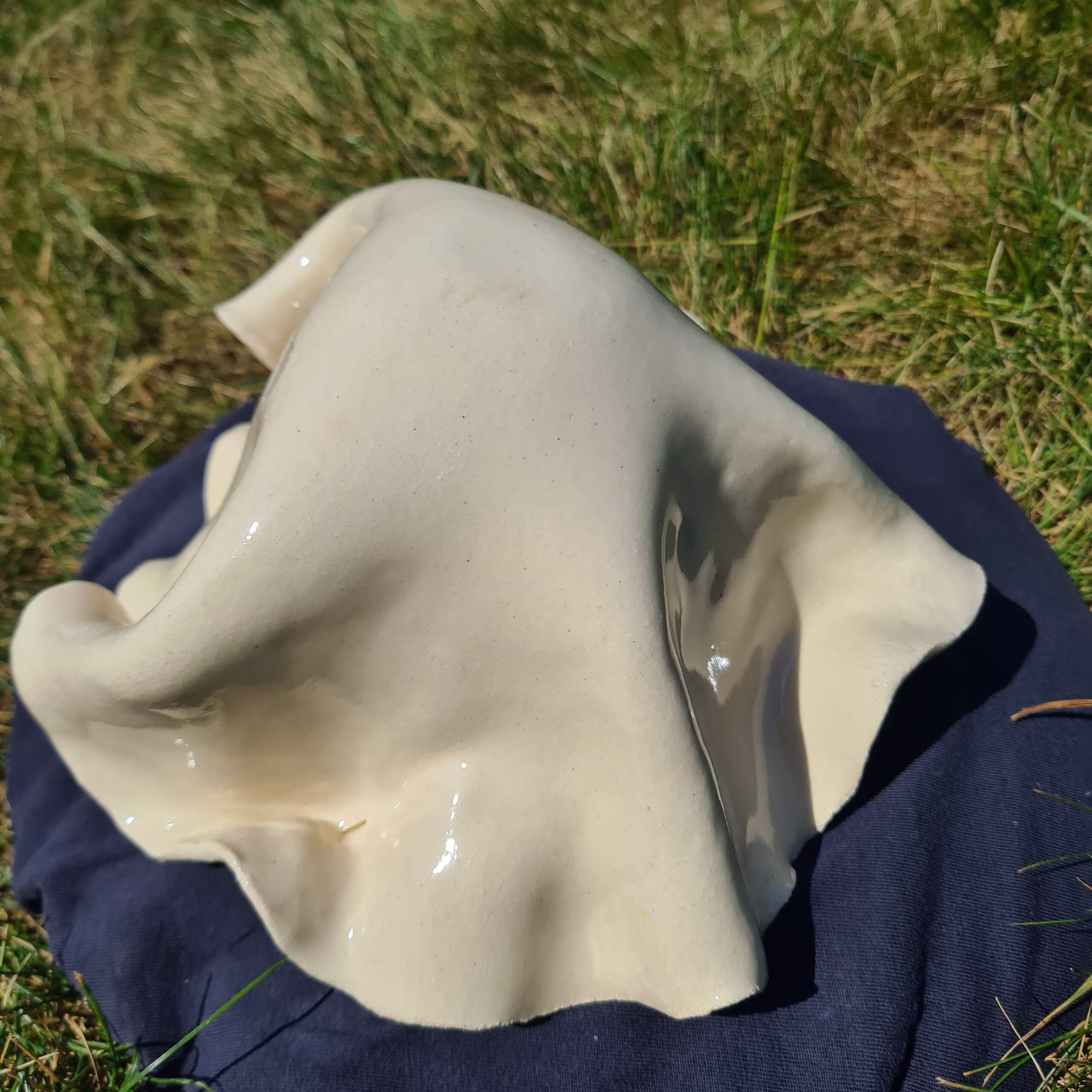 Handmade ceramic ghost figurine — Oogie-Boogie Ghostie by Henroo Pottery
