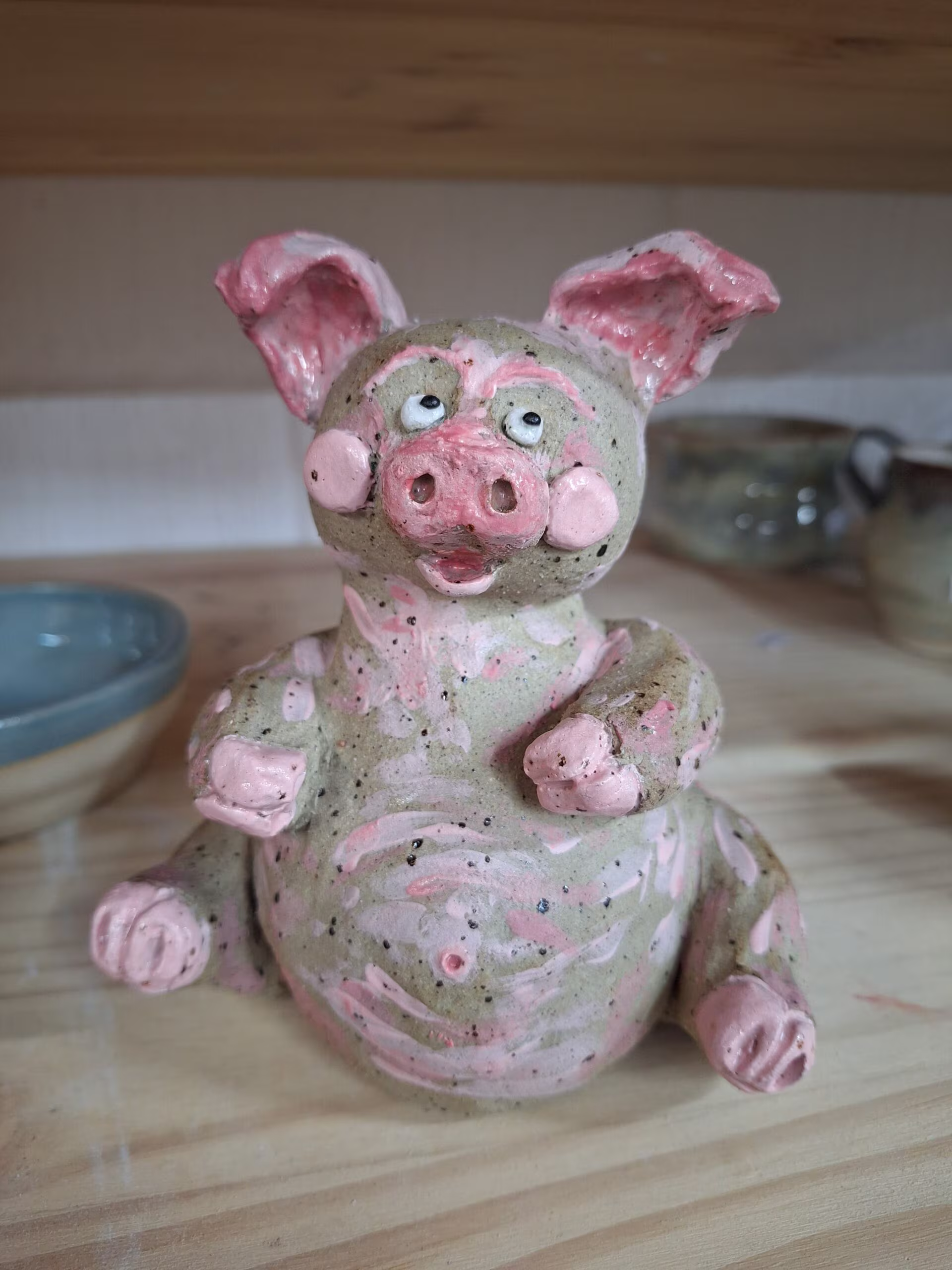 Handmade ceramic pig figurine — Iggly Piggly by Henroo Pottery