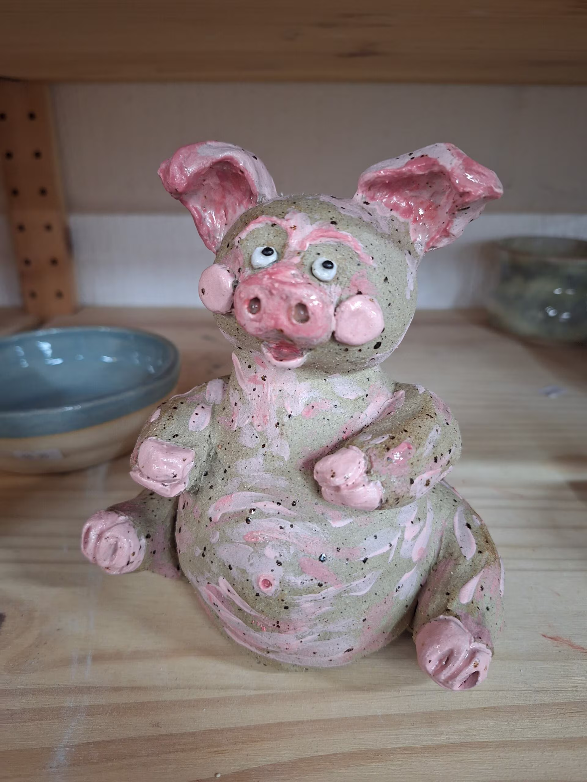 Handmade ceramic pig figurine — Iggly Piggly by Henroo Pottery