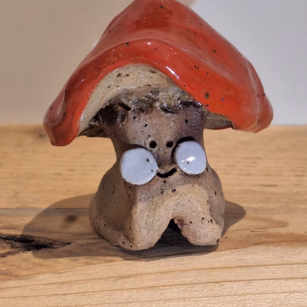 Handmade ceramic mushroom character — Moosh by Henroo Pottery