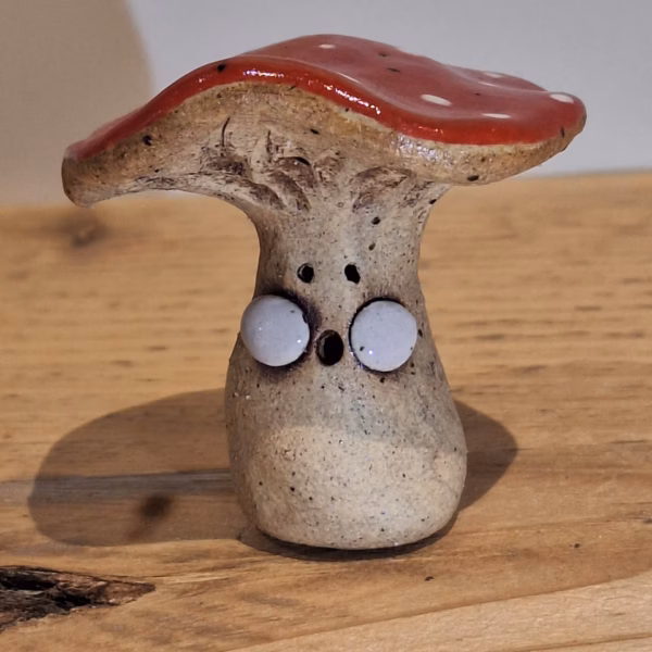 Handmade ceramic mushroom character — Musko by Henroo Pottery