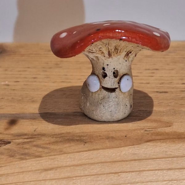 Handmade ceramic mushroom character — Muzzi by Henroo Pottery