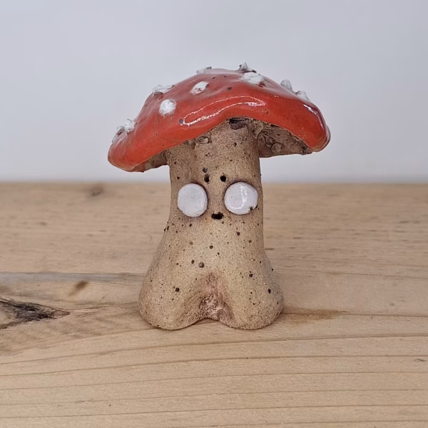 Handmade ceramic mushroom character — Morris by Henroo Pottery