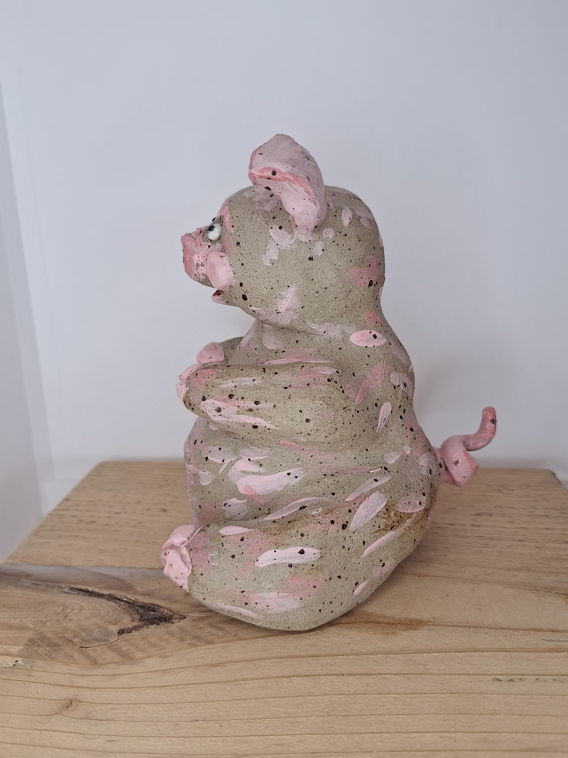 Handmade ceramic pig figurine — Iggly Piggly by Henroo Pottery