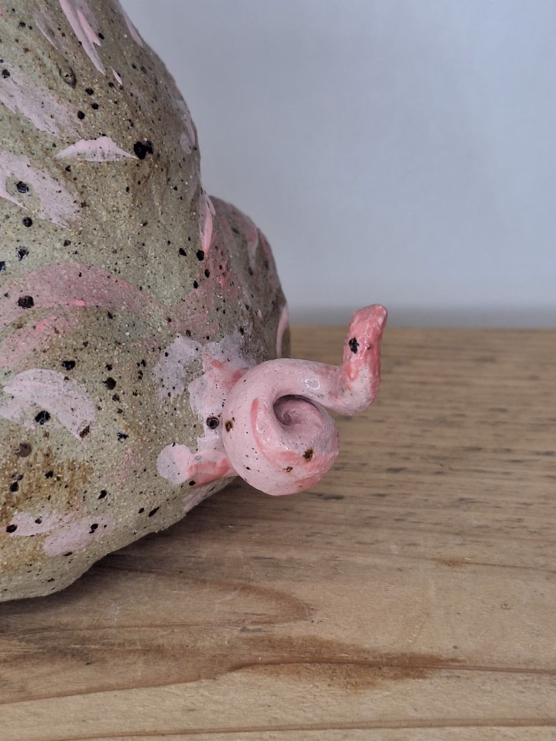 Handmade ceramic pig figurine — Iggly Piggly by Henroo Pottery