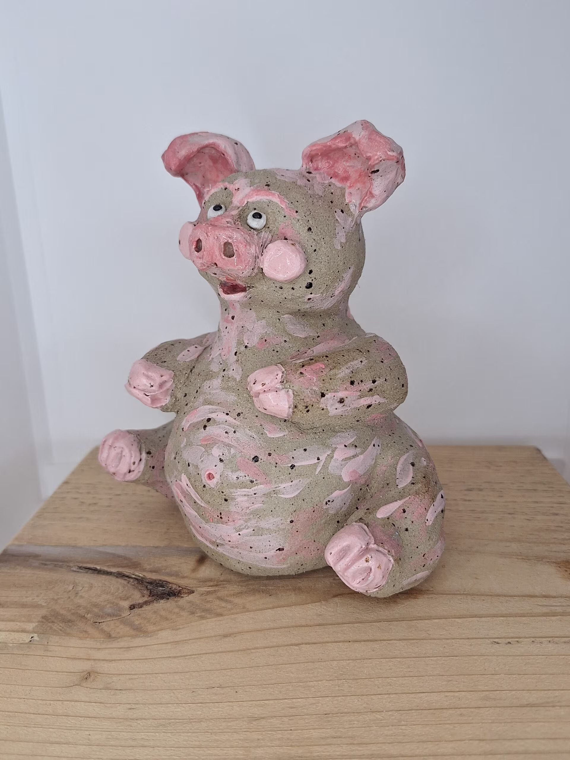 Handmade ceramic pig figurine — Iggly Piggly by Henroo Pottery