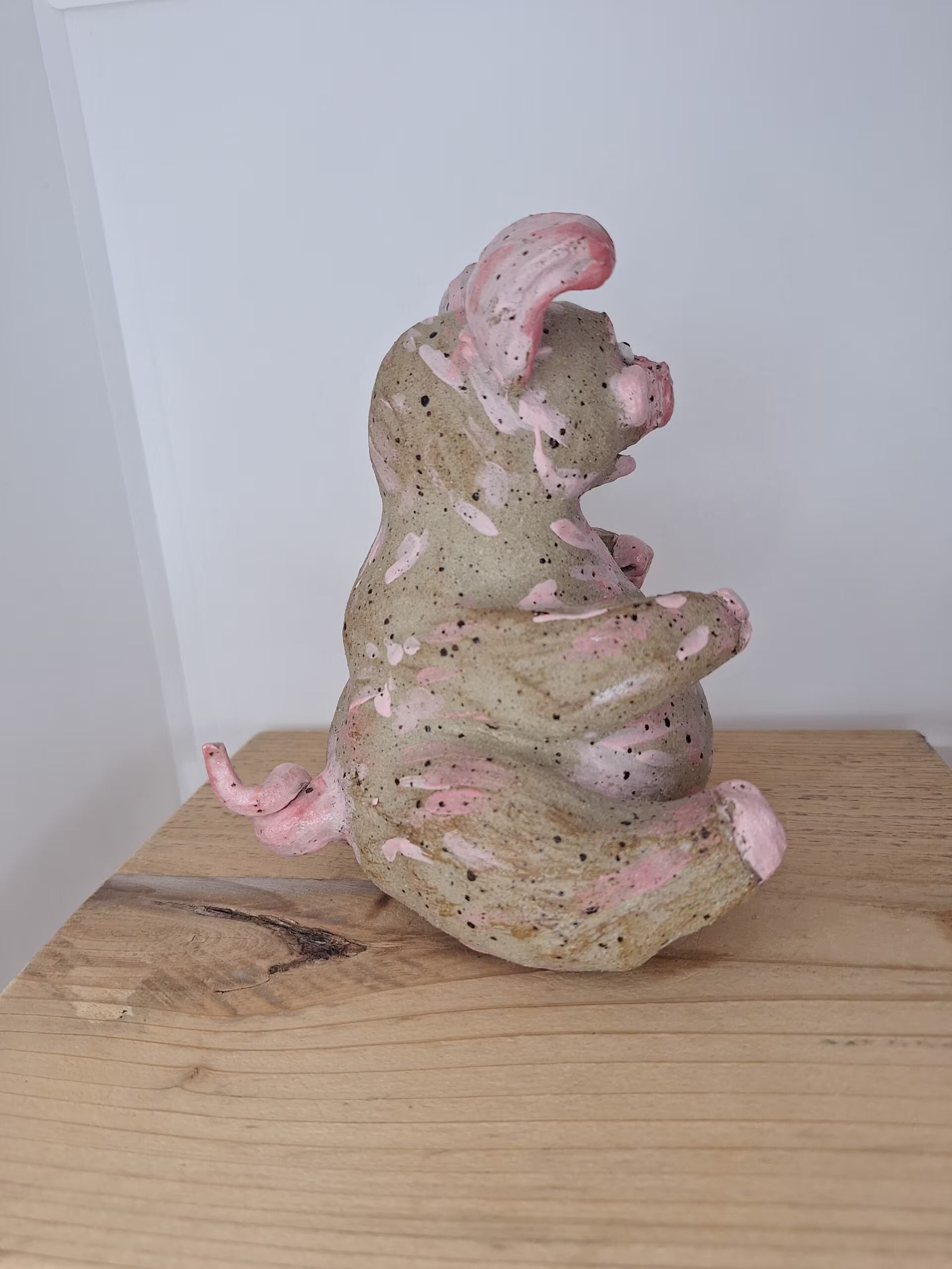 Handmade ceramic pig figurine — Iggly Piggly by Henroo Pottery
