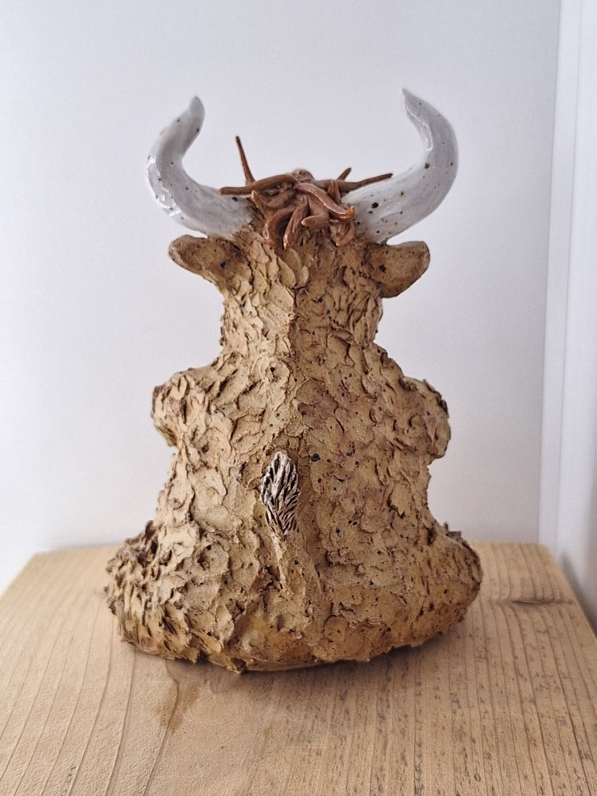 Handmade ceramic Highland Cow figurine — Hank by Henroo Pottery