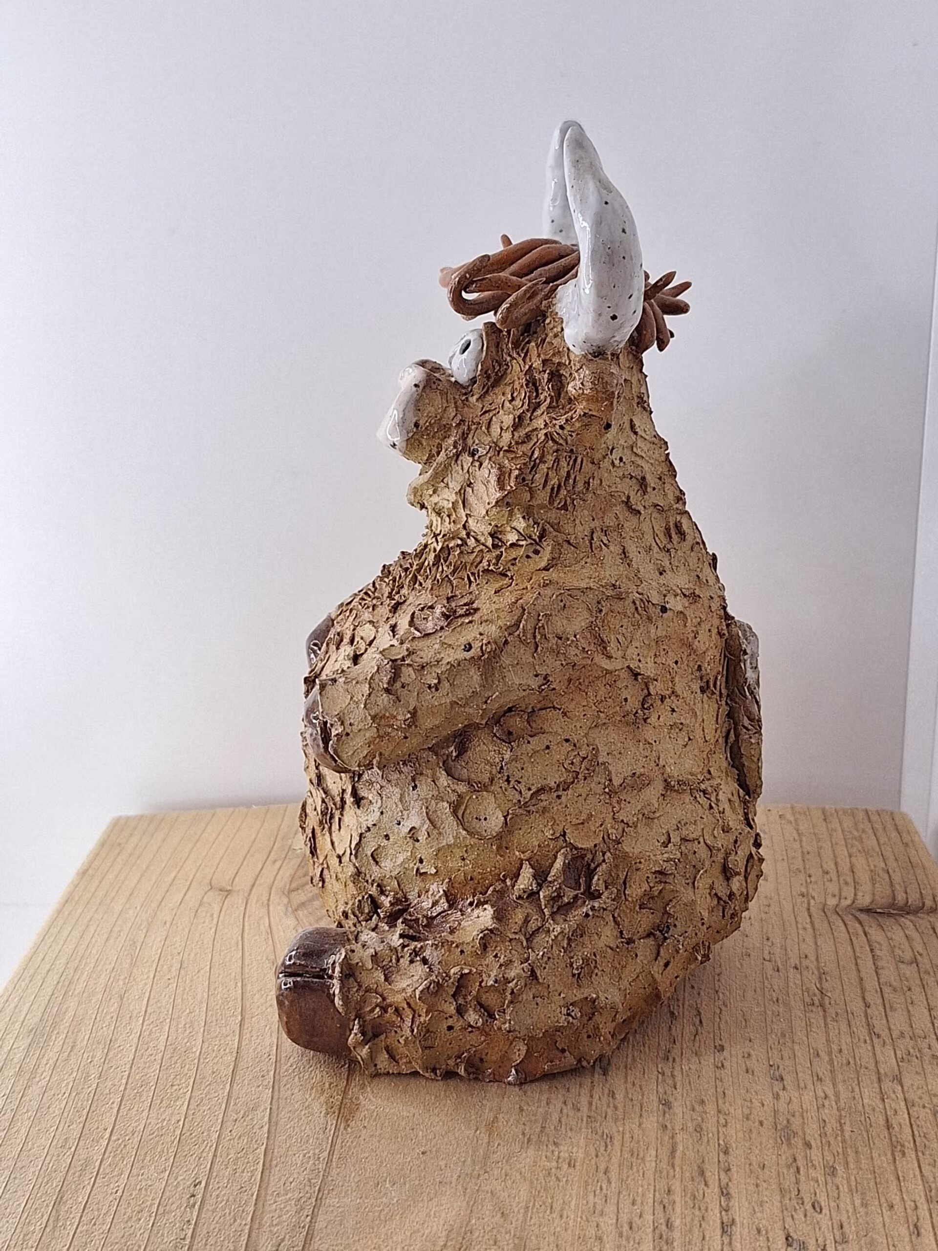 Handmade ceramic Highland Cow figurine — Hank by Henroo Pottery