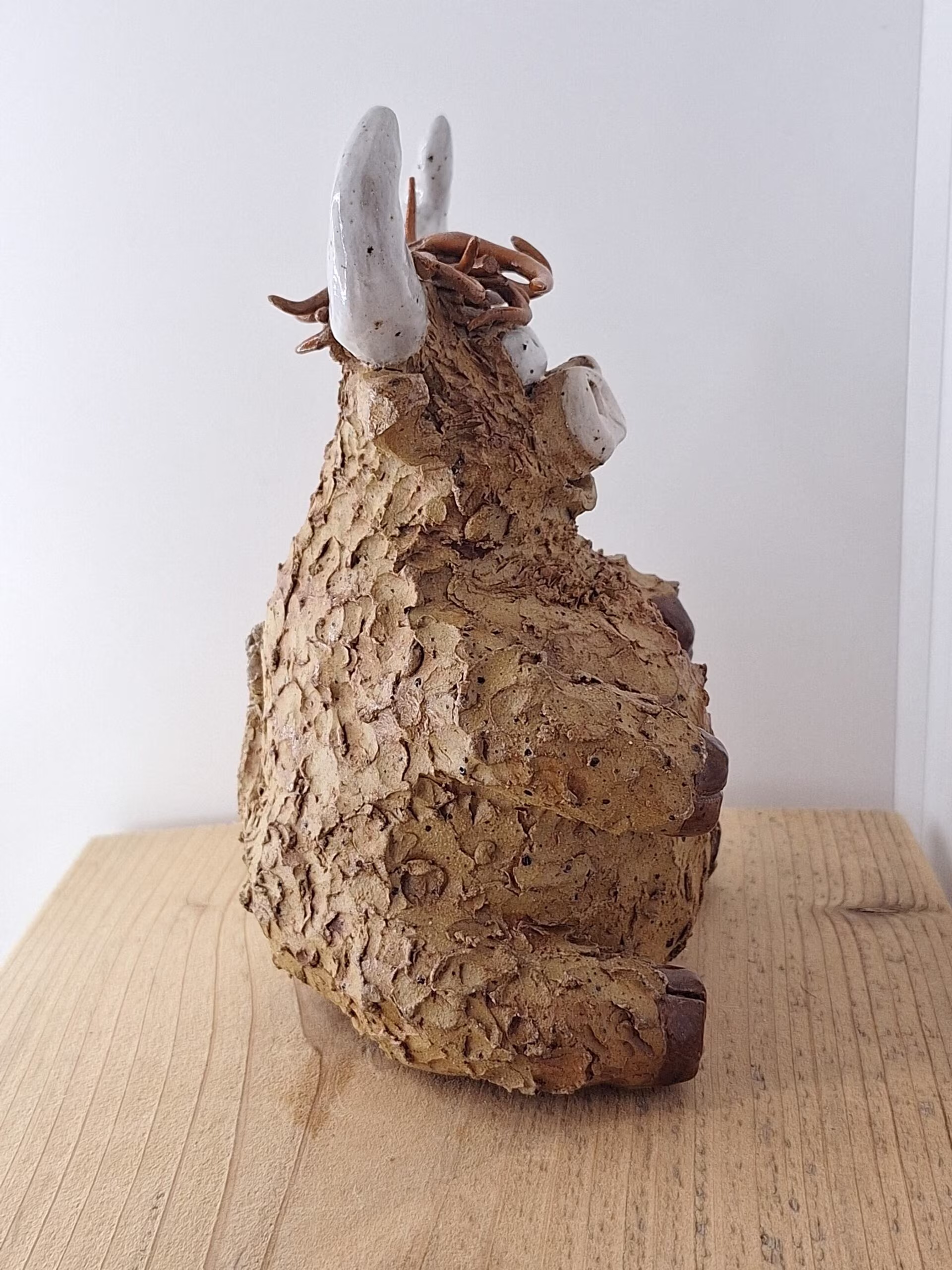 Handmade ceramic Highland Cow figurine — Hank by Henroo Pottery