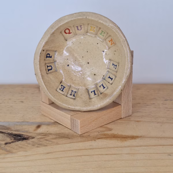 Handmade ceramic trinket dish — Filled me up Queen by Henroo Pottery