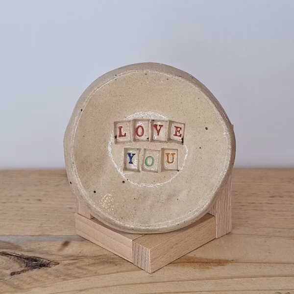 Handmade ceramic trinket dish — Love You by Henroo Pottery