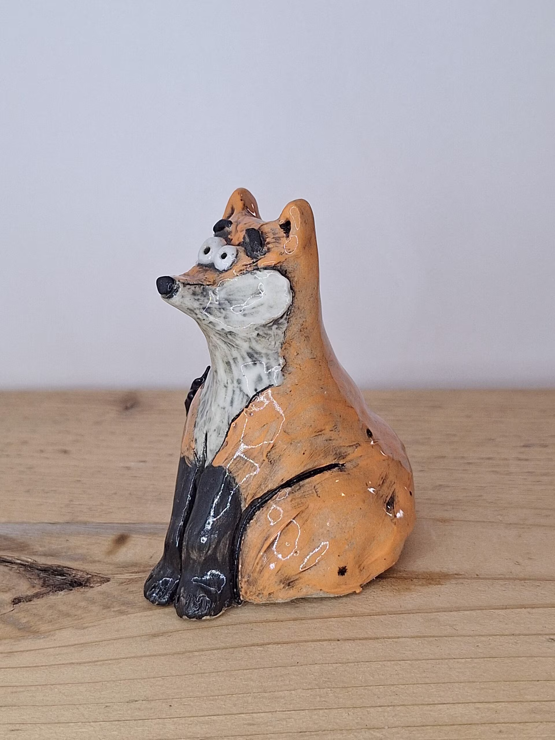 Handmade ceramic fox figurine — Rusty by Henroo Pottery