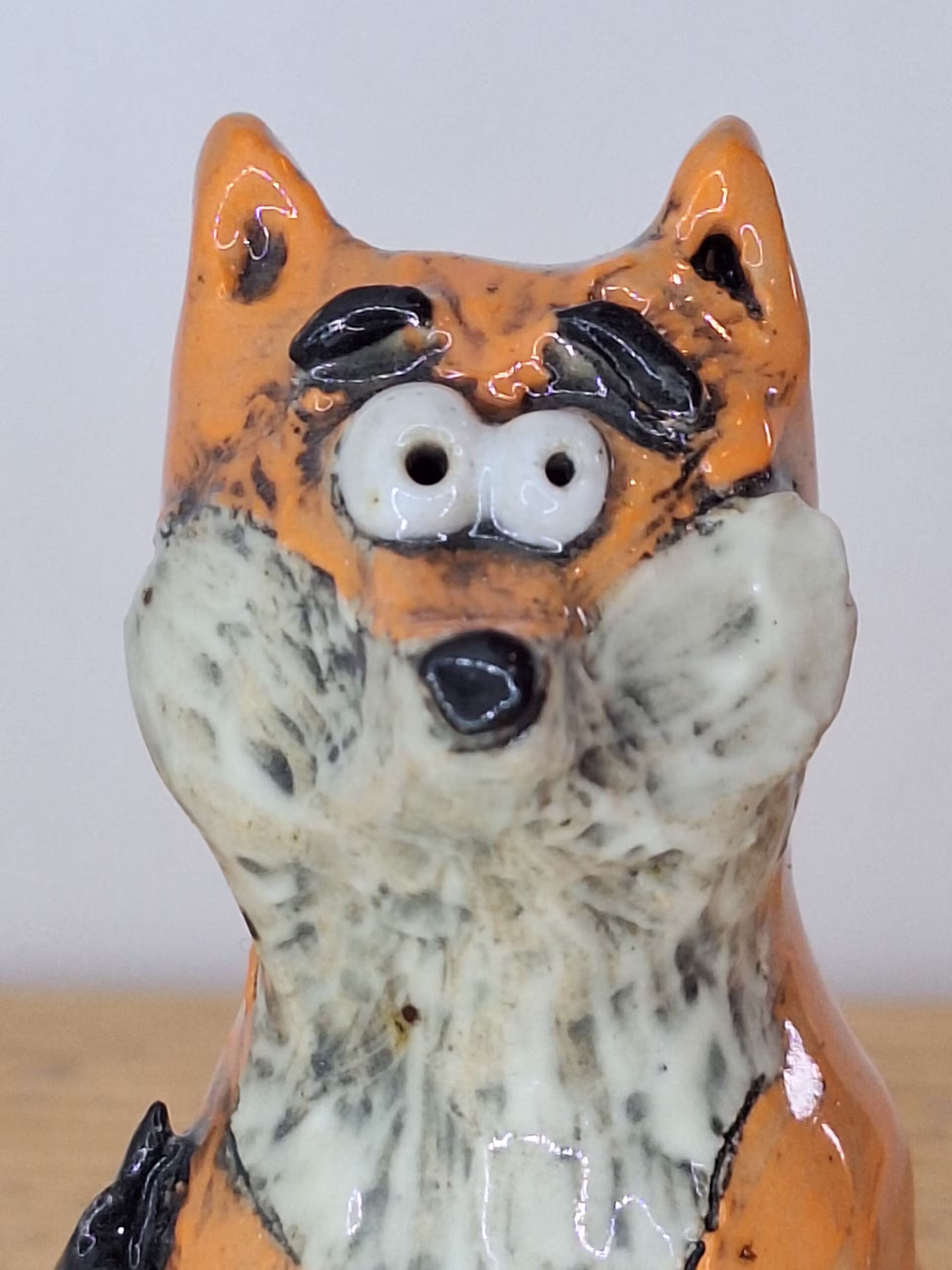 Handmade ceramic fox figurine — Rusty by Henroo Pottery