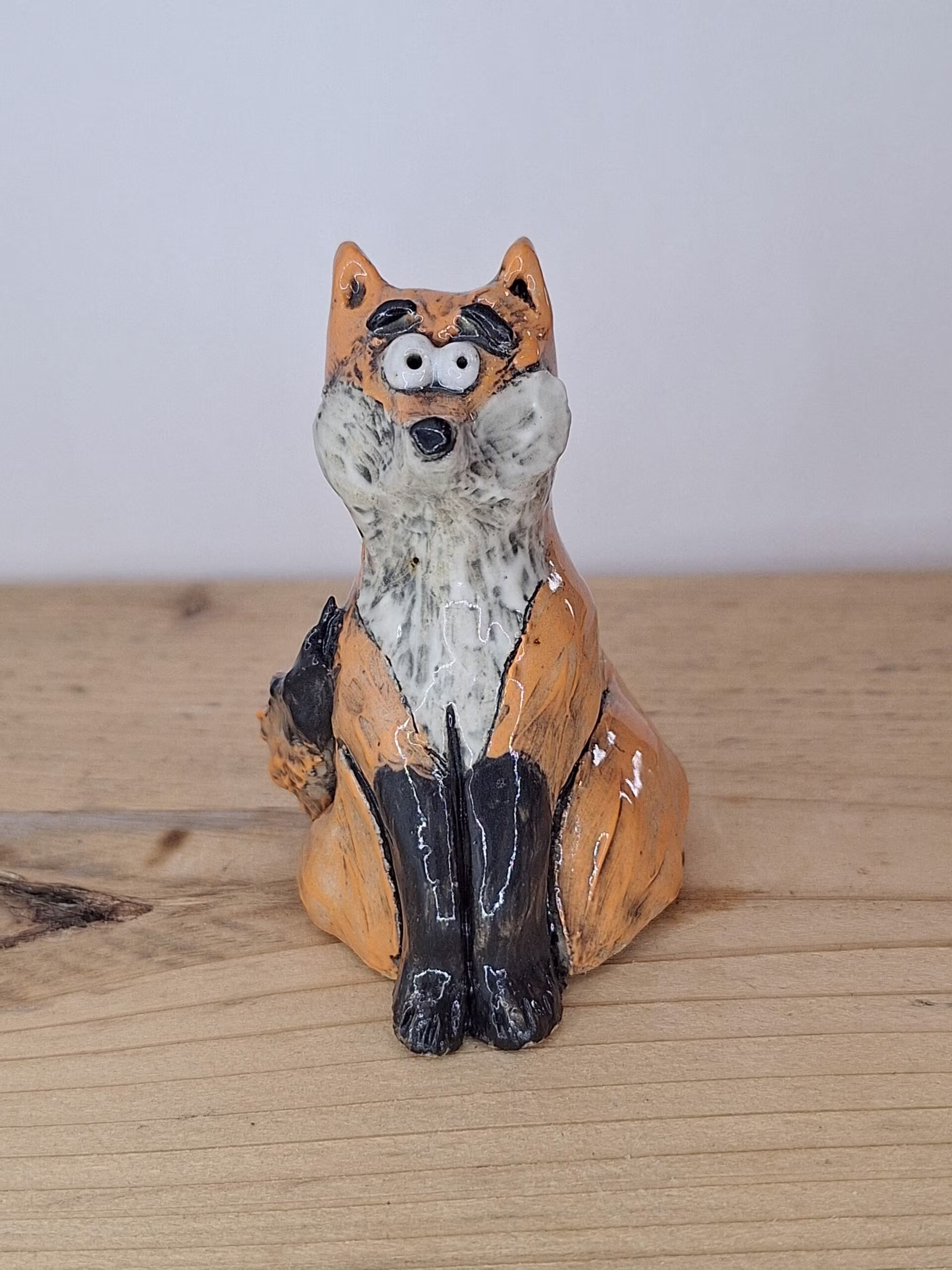 Handmade ceramic fox figurine — Rusty by Henroo Pottery