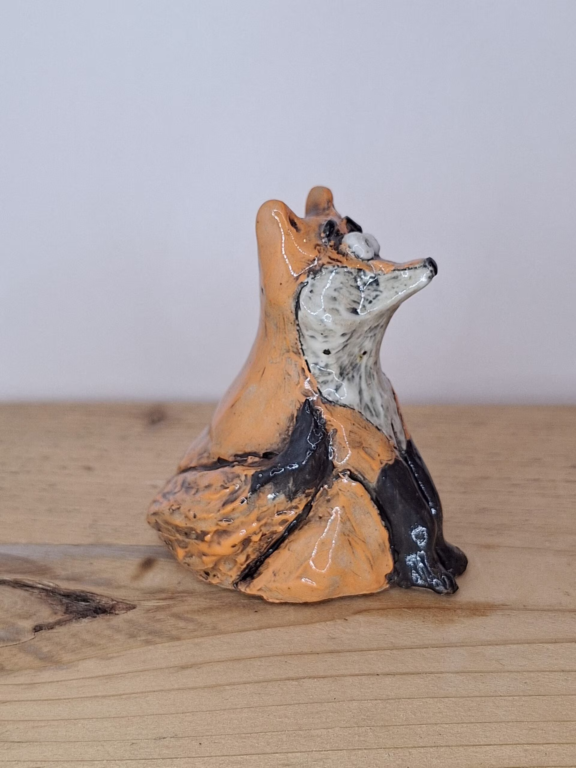 Handmade ceramic fox figurine — Rusty by Henroo Pottery