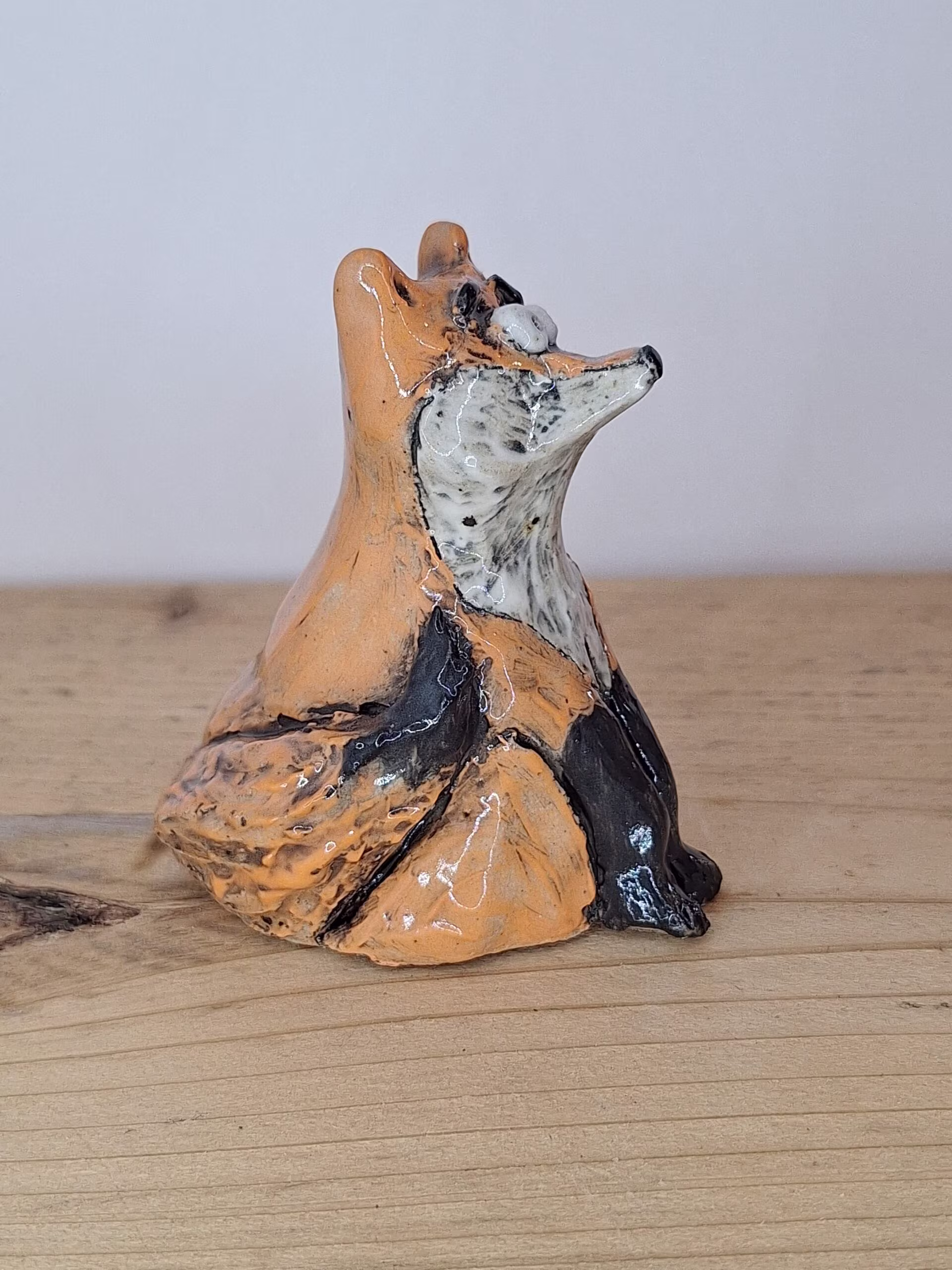 Handmade ceramic fox figurine — Rusty by Henroo Pottery