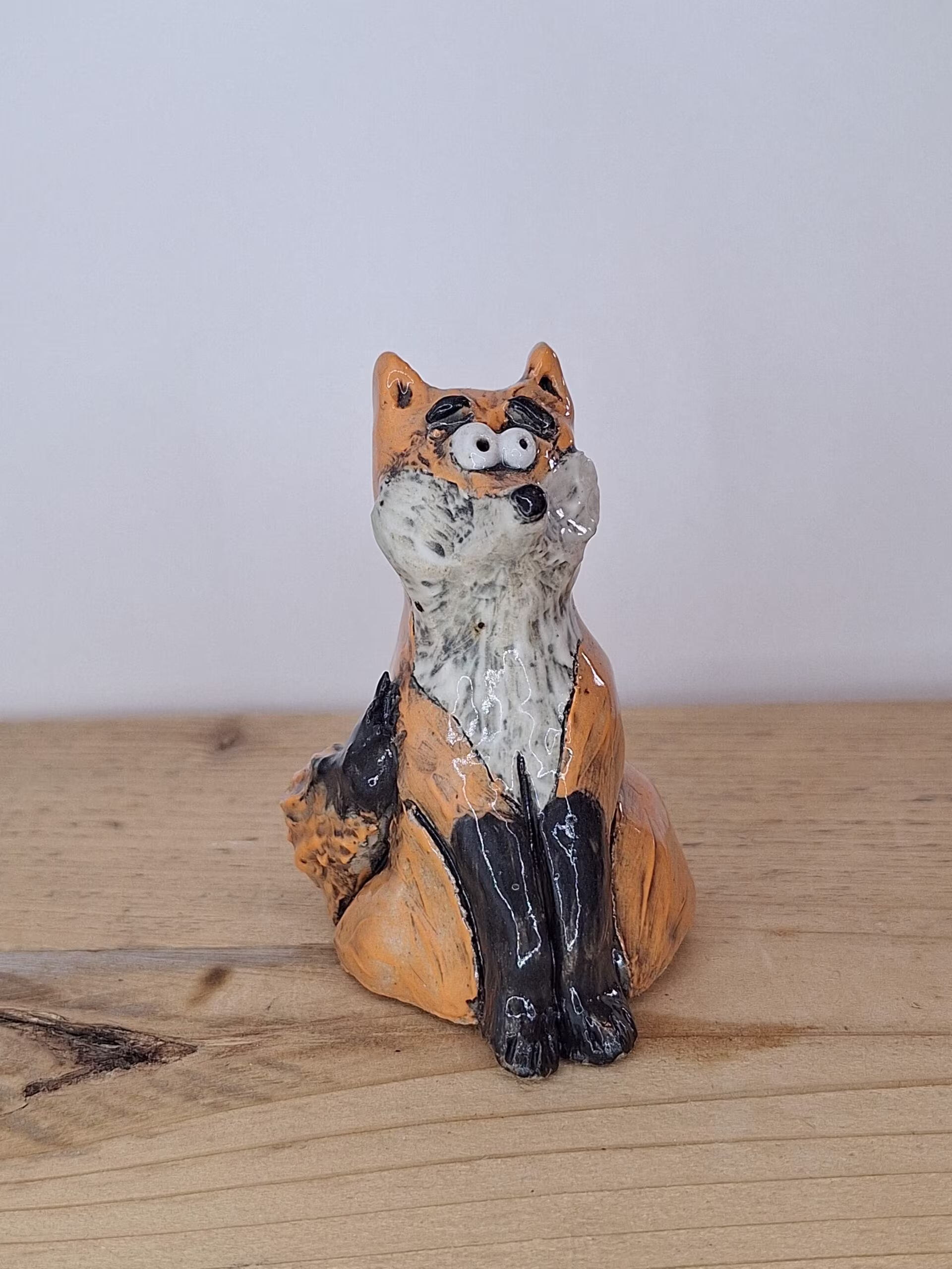 Handmade ceramic fox figurine — Rusty by Henroo Pottery